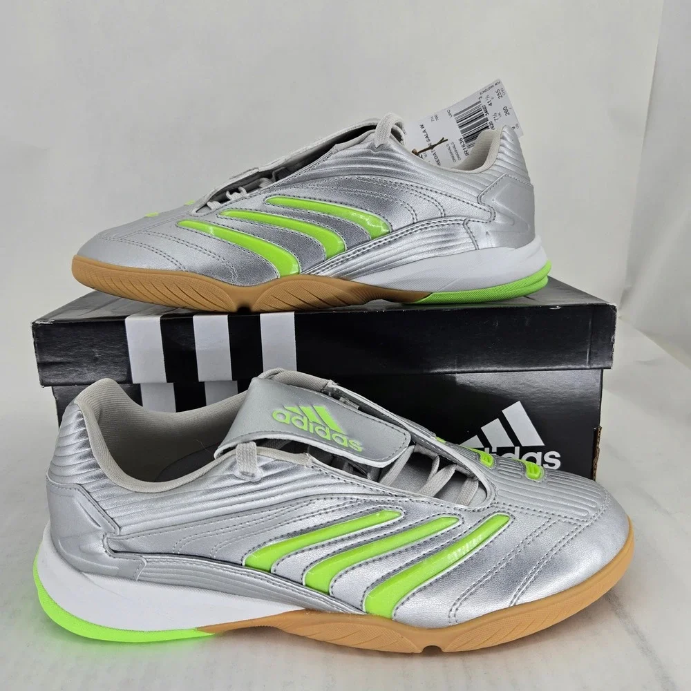 Adidas Predator Sala W Silver Green Indoor Soccer Shoes JR1636 Womens 9 NEW